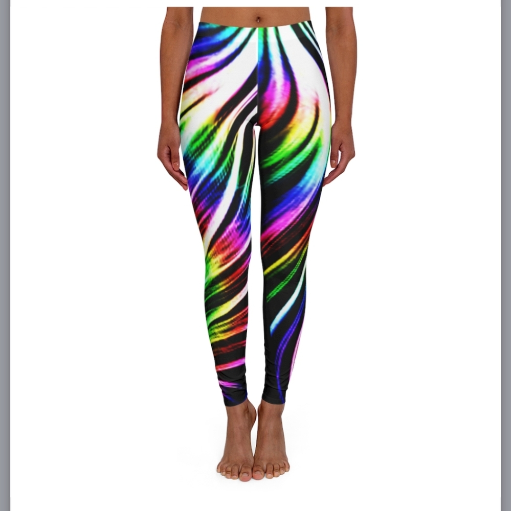 Neon rainbow on black leggings